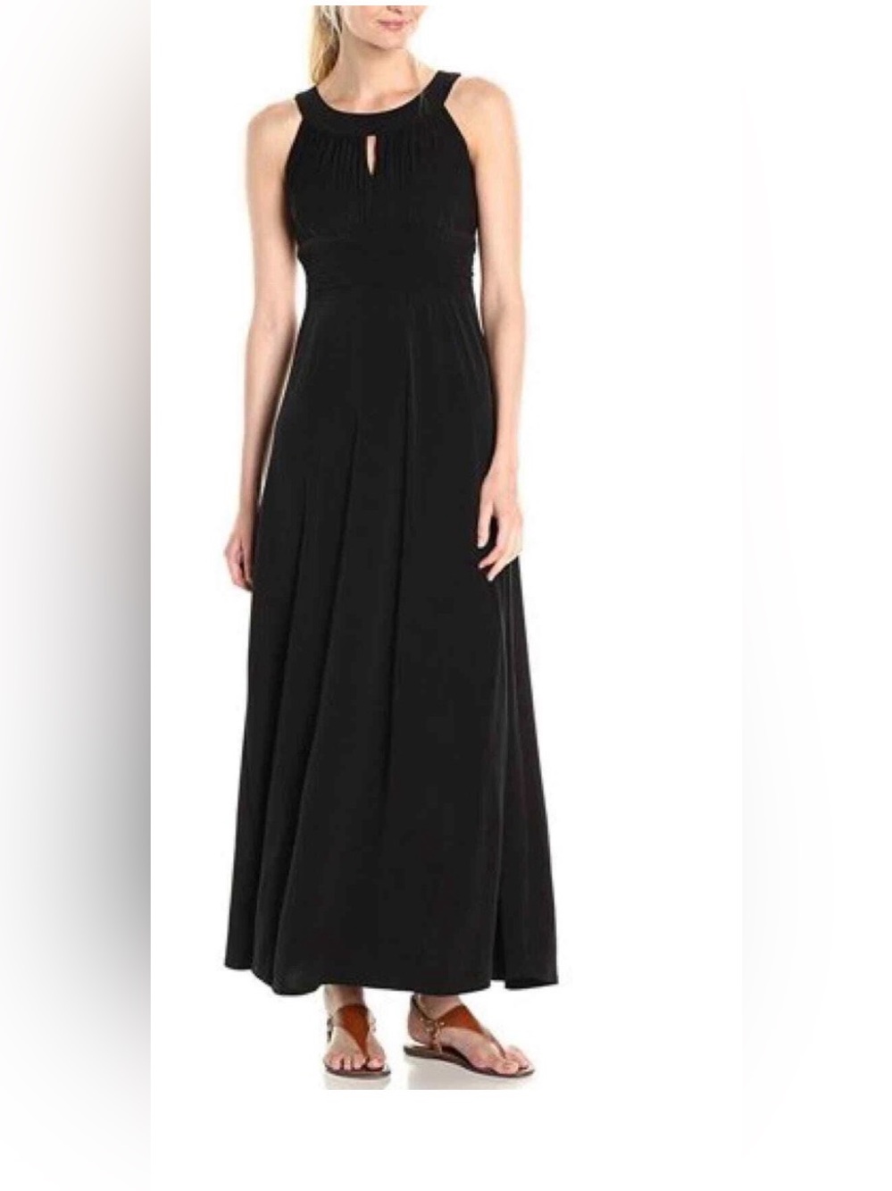 Signature by Sangria Black Sleeveless Maxi Dress with Textured Bodice Size 16